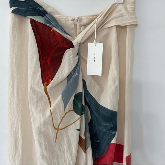 VINCE NWT Wrap Milk Painted Abstract Draped Knot Skirt Small - Picture 10 of 10